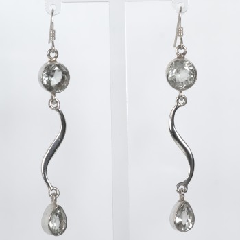 Sterling Silver Long Aquamarine Drop Earrings